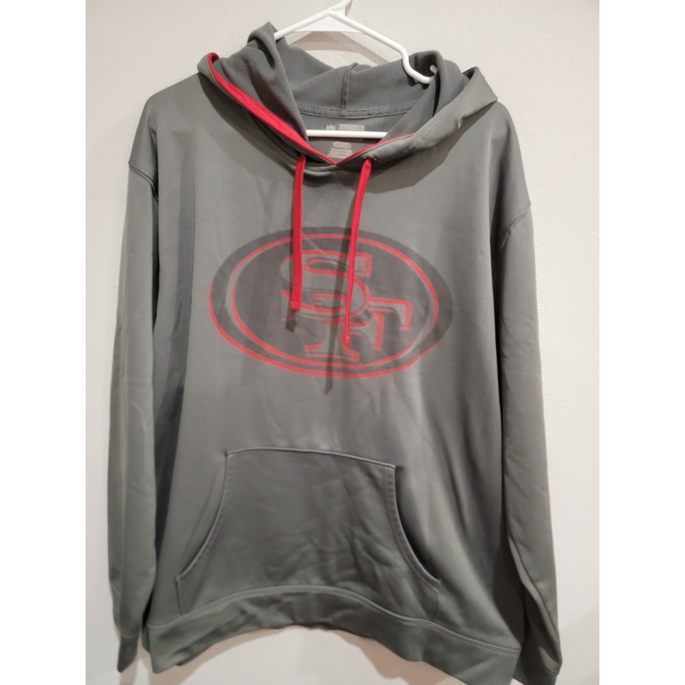 SAN FRANCISCO 49ERS NFL FOOTBALL MENS HOODED SWEATSHIRT HOODIE GRAY SZ L